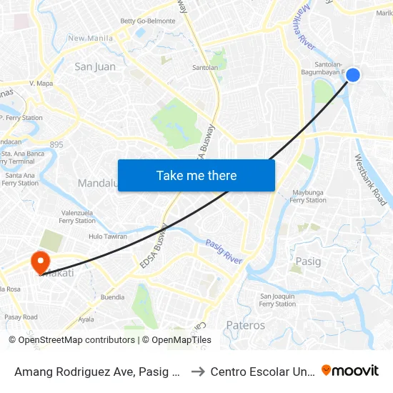 Amang Rodriguez Ave, Pasig City, Manila to Centro Escolar University map