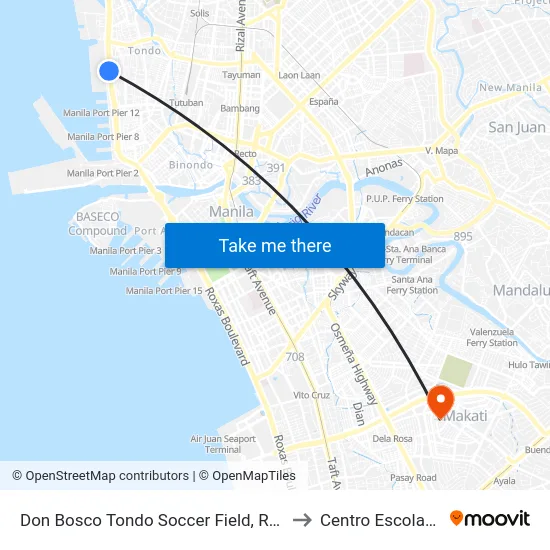 Don Bosco Tondo Soccer Field, Radial Road 10, Manila to Centro Escolar University map