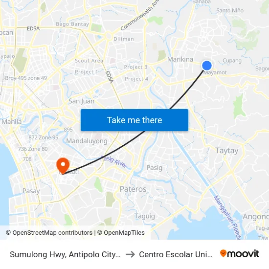 Sumulong Hwy, Antipolo City, Manila to Centro Escolar University map