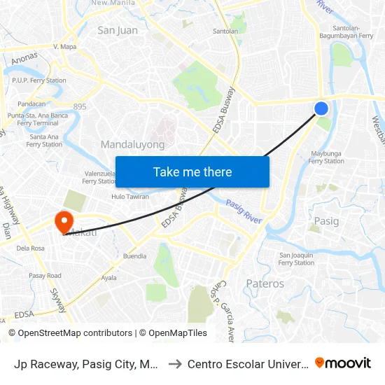 Jp Raceway, Pasig City, Manila to Centro Escolar University map