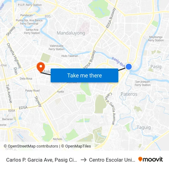 Carlos P. Garcia Ave, Pasig City, Manila to Centro Escolar University map