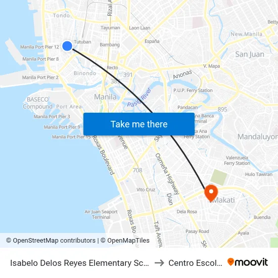 Isabelo Delos Reyes Elementary School, Nicolas Zamora, Manila to Centro Escolar University map