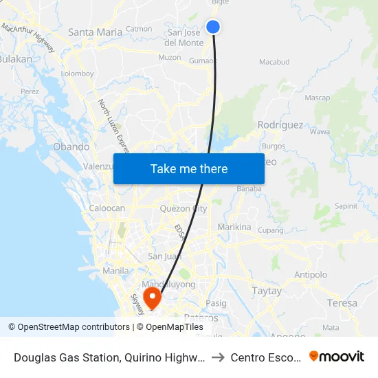 Douglas Gas Station, Quirino Highway, City Of San Jose Del Monte to Centro Escolar University map