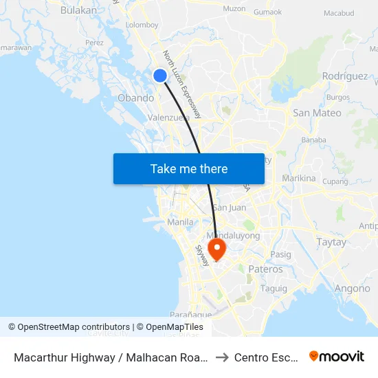 Macarthur Highway / Malhacan Road Intersection, City Of Meycauayan to Centro Escolar University map