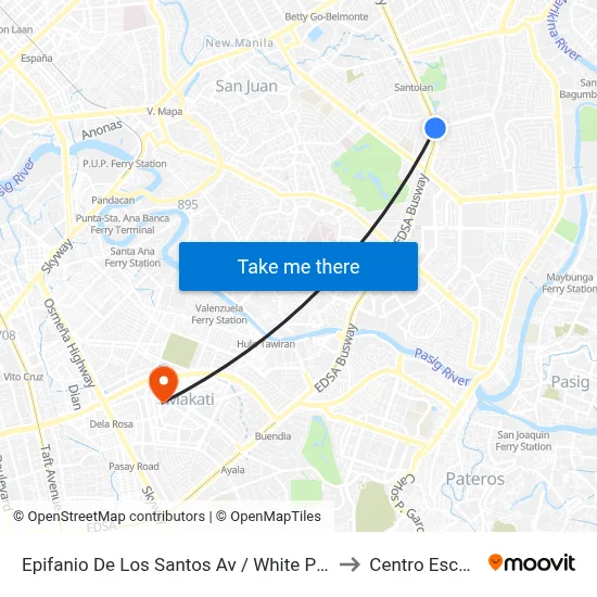 Epifanio De Los Santos Av / White Plains Av, Mandaluyong City, Manila to Centro Escolar University map