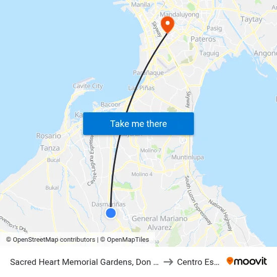 Sacred Heart Memorial Gardens, Don Placido Campos Av, Dasmariñas City, Manila to Centro Escolar University map