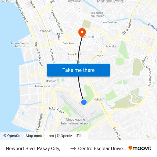 Newport Blvd, Pasay City, Manila to Centro Escolar University map