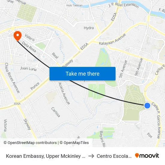 Korean Embassy, Upper Mckinley Rd, Taguig City, Manila to Centro Escolar University map