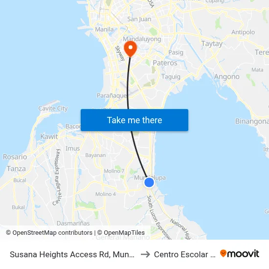 Susana Heights Access Rd, Muntinlupa City, Manila to Centro Escolar University map