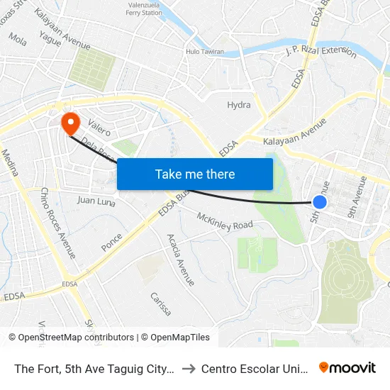 The Fort, 5th Ave Taguig City, Manila to Centro Escolar University map