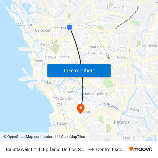 Balintawak Lrt 1, Epifanio De Los Santos Ave, Quezon City, Manila to Centro Escolar University map