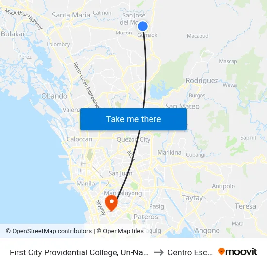 First City Providential College, Un-Named Road, City Of San Jose Del Monte to Centro Escolar University map