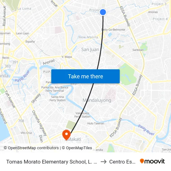 Tomas Morato Elementary School, L. Siangio / Teodoro Gener, Quezon City, Manila to Centro Escolar University map