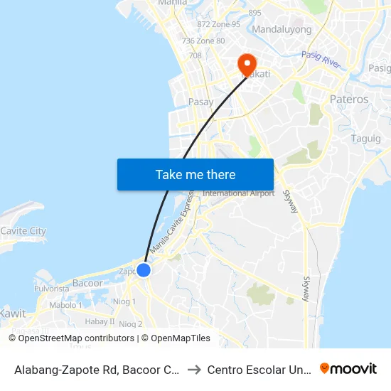 Alabang-Zapote Rd, Bacoor City, Manila to Centro Escolar University map