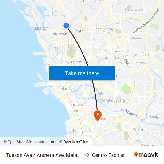 Tuazon Ave / Araneta Ave, Malabon City, Manila to Centro Escolar University map
