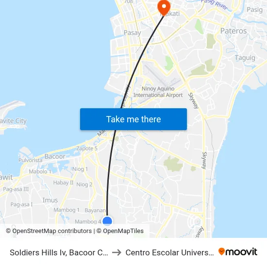 Soldiers Hills Iv, Bacoor City to Centro Escolar University map