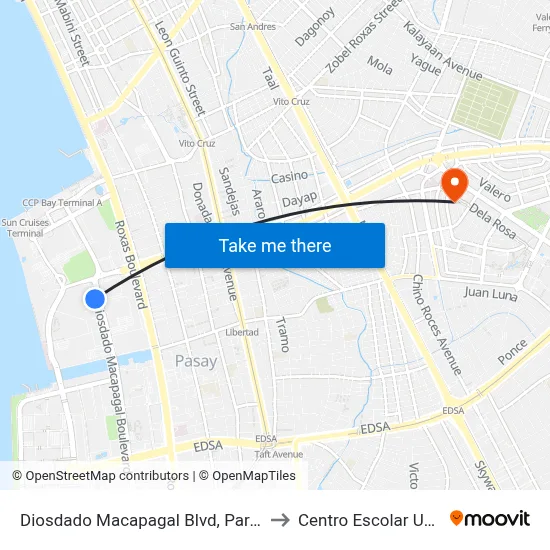 Diosdado Macapagal Blvd, Paranaque City to Centro Escolar University map