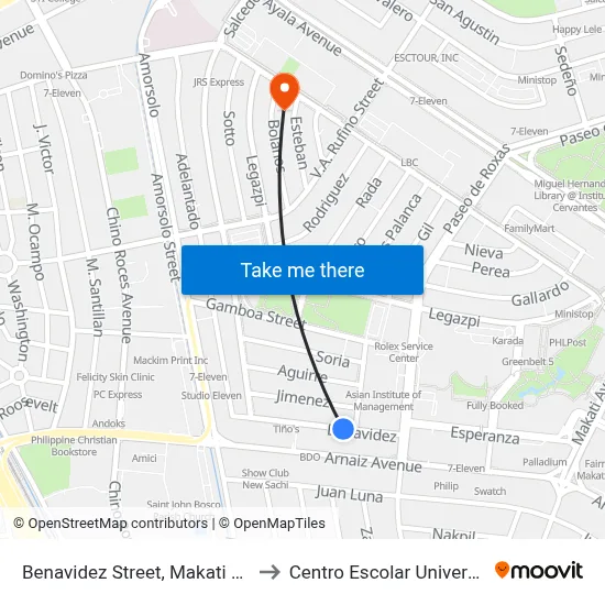 Benavidez Street, Makati City to Centro Escolar University map