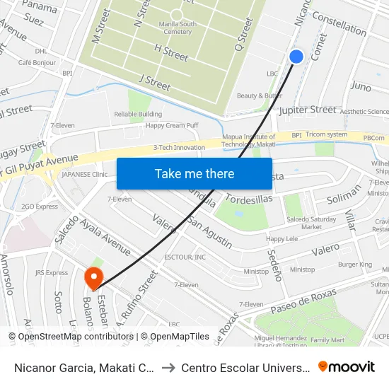Nicanor Garcia, Makati City to Centro Escolar University map