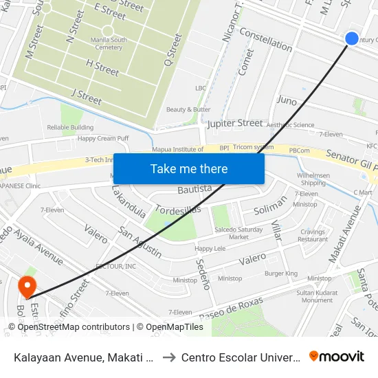 Kalayaan Avenue, Makati City to Centro Escolar University map