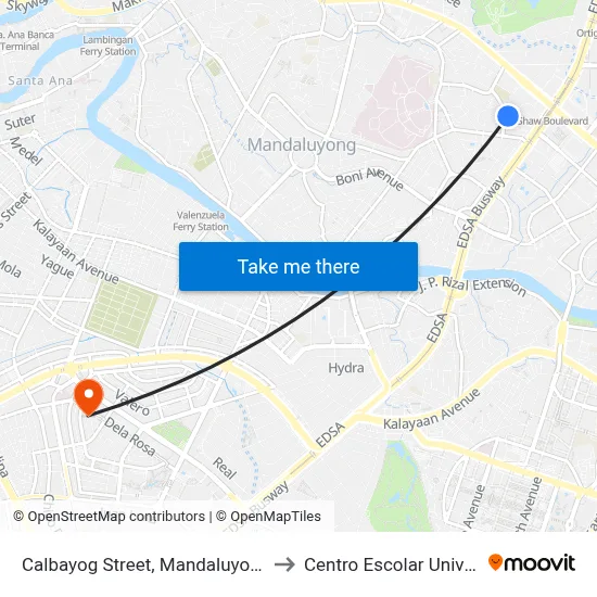 Calbayog Street, Mandaluyong City to Centro Escolar University map
