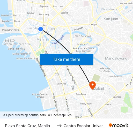 Plaza Santa Cruz, Manila City to Centro Escolar University map