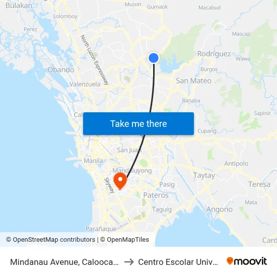 Mindanau Avenue, Caloocan City to Centro Escolar University map