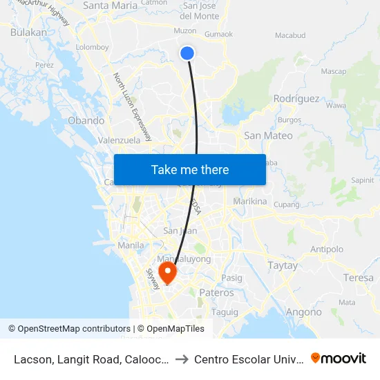 Lacson, Langit Road, Caloocan City to Centro Escolar University map