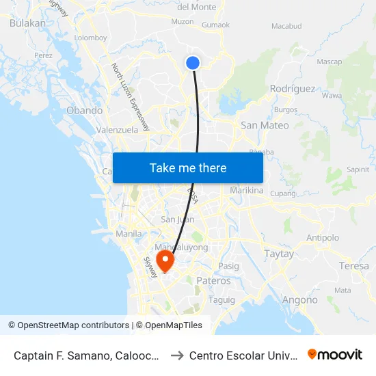 Captain F. Samano, Caloocan City to Centro Escolar University map