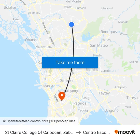 St Claire College Of Caloocan, Zabarte Road, Caloocan City to Centro Escolar University map