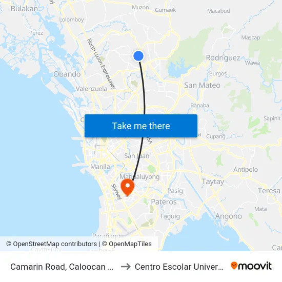 Camarin Road, Caloocan City to Centro Escolar University map