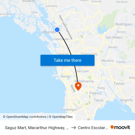 Saguz Mart, Macarthur Highway, City Of Meycauayan to Centro Escolar University map