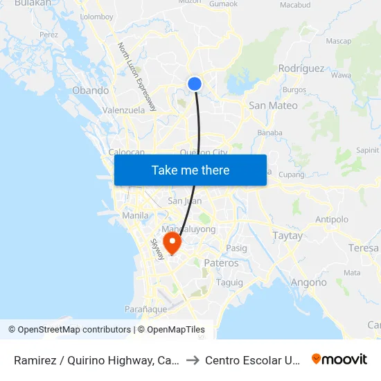 Ramirez / Quirino Highway, Caloocan City to Centro Escolar University map