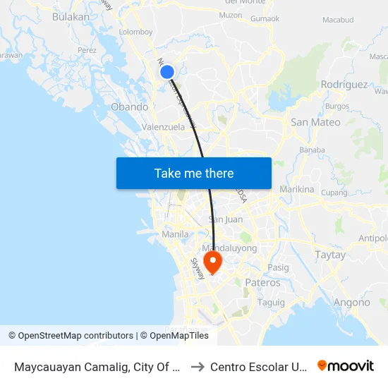 Maycauayan Camalig, City Of Meycauayan to Centro Escolar University map