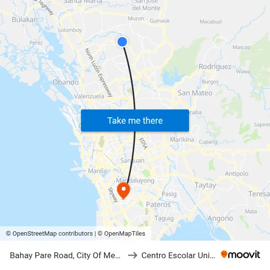 Bahay Pare Road, City Of Meycauayan to Centro Escolar University map