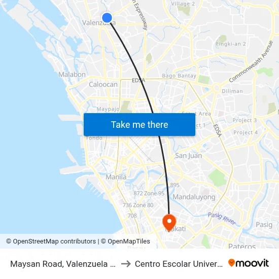 Maysan Road, Valenzuela City to Centro Escolar University map