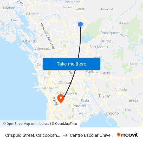 Crispulo Street, Calcoocan City to Centro Escolar University map