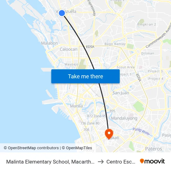 Malinta Elementary School, Macarthur Highway, Malinta, Valenzuela City to Centro Escolar University map