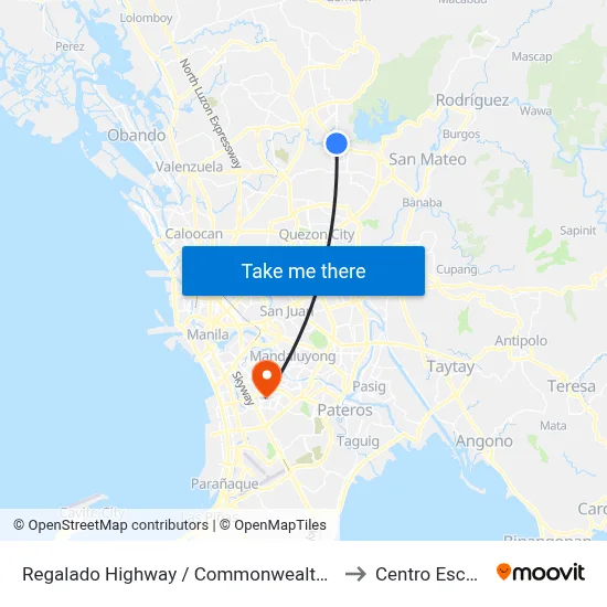 Regalado Highway / Commonwealth Avenue Intersection, Quezon City to Centro Escolar University map