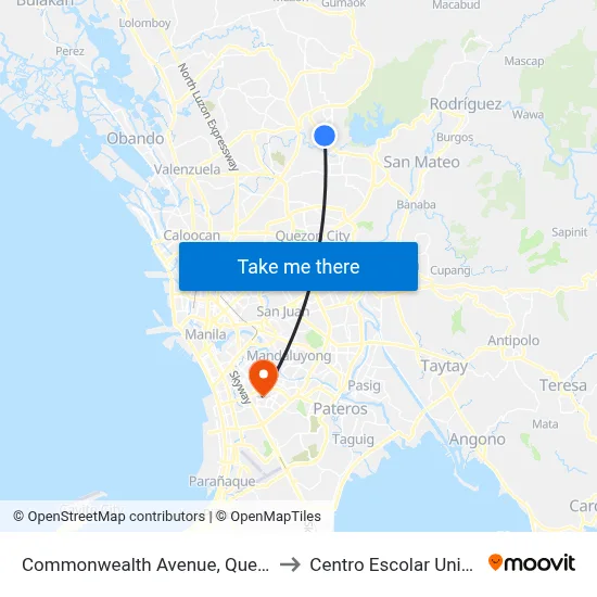 Commonwealth Avenue, Quezon City to Centro Escolar University map