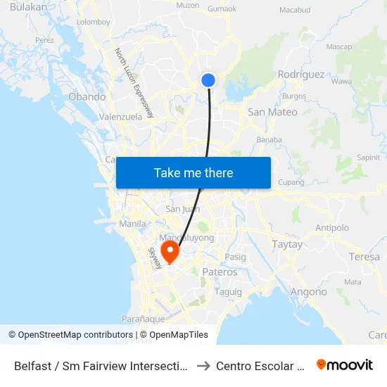 Belfast / Sm Fairview Intersection, Quezon City to Centro Escolar University map
