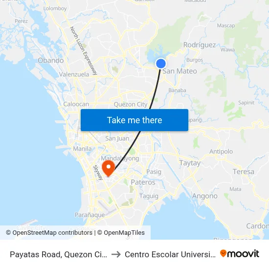 Payatas Road, Quezon City to Centro Escolar University map