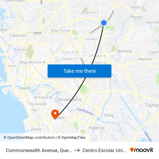 Commonwealth Avenue, Quezon City to Centro Escolar University map