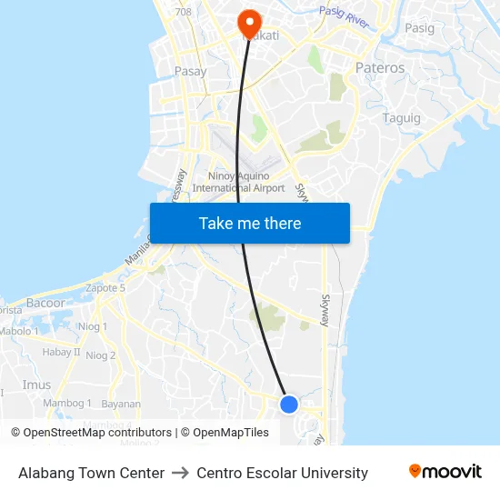 Alabang Town Center to Centro Escolar University map