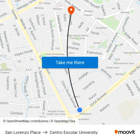 San Lorenzo Place to Centro Escolar University map