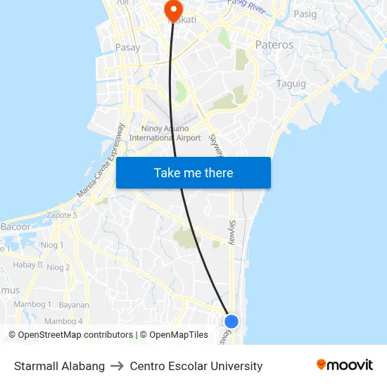 Starmall Alabang to Centro Escolar University map