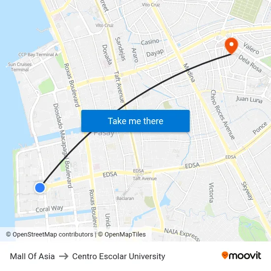 Mall Of Asia to Centro Escolar University map