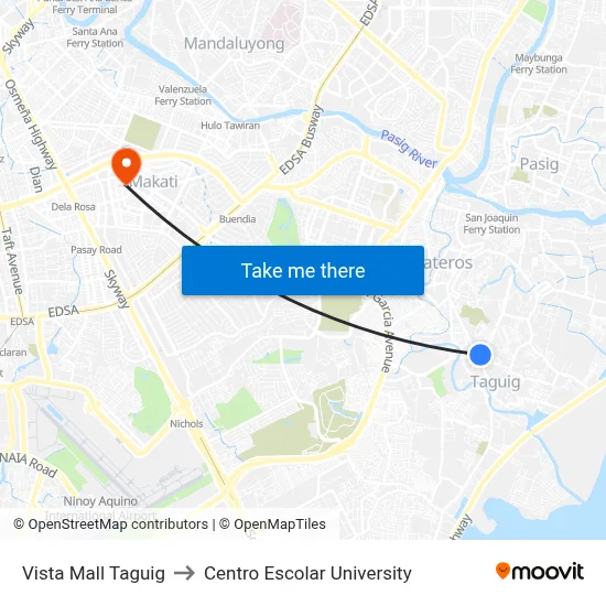 Vista Mall Taguig to Centro Escolar University map