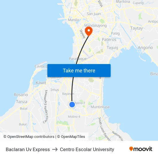 Baclaran Uv Express to Centro Escolar University map