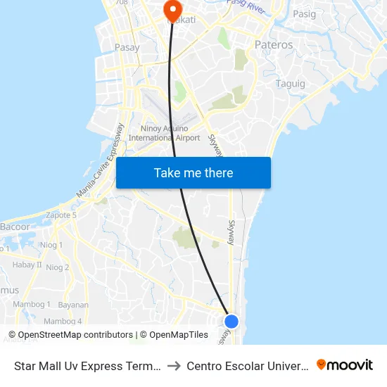 Star Mall Uv Express Terminal to Centro Escolar University map